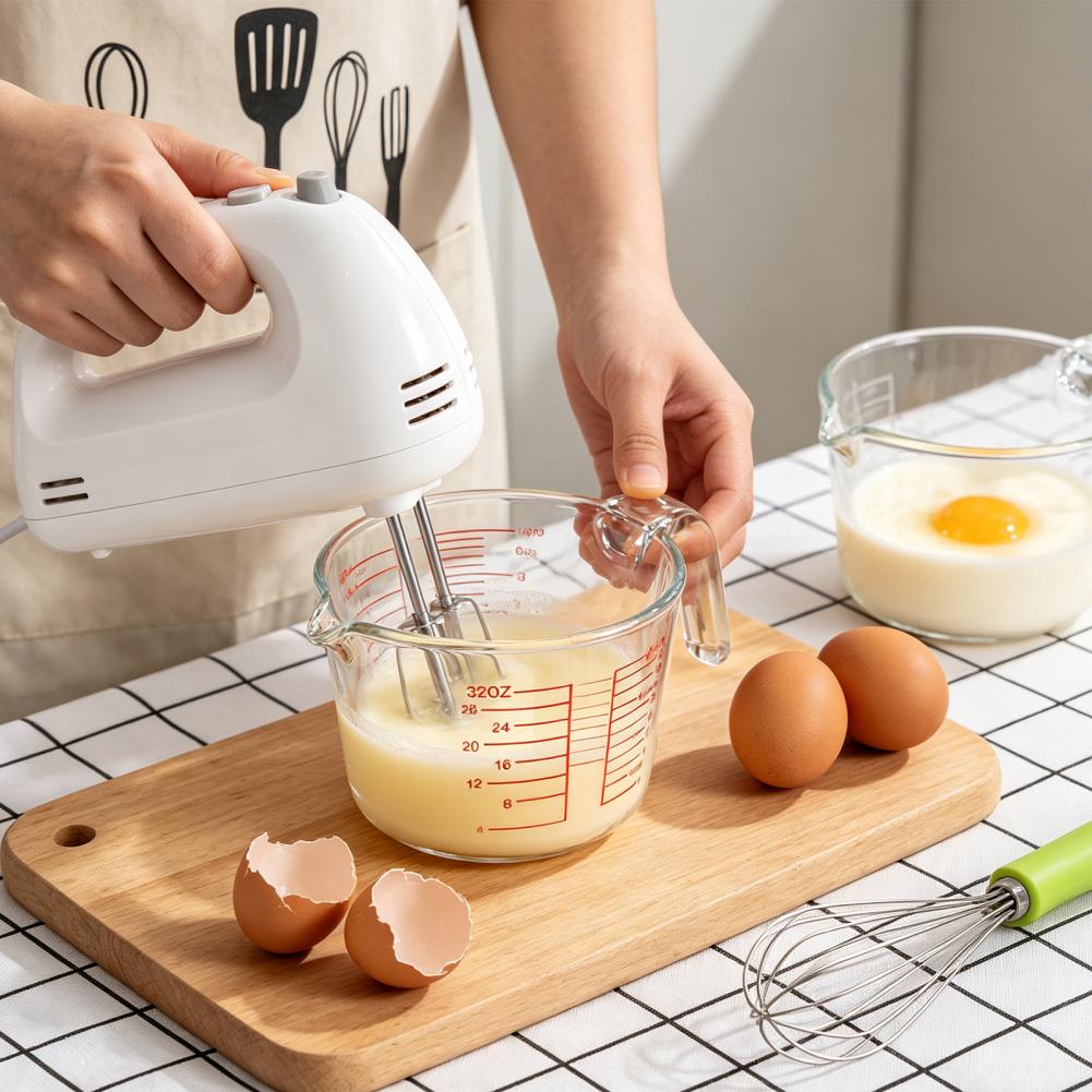 Kitchen Glass Baking Set - 計量カップセット 計量カップ3個 厚いガラス製計量カップセット 注ぎ口付きミキシングボウル 製菓用キッチンプレップボウル