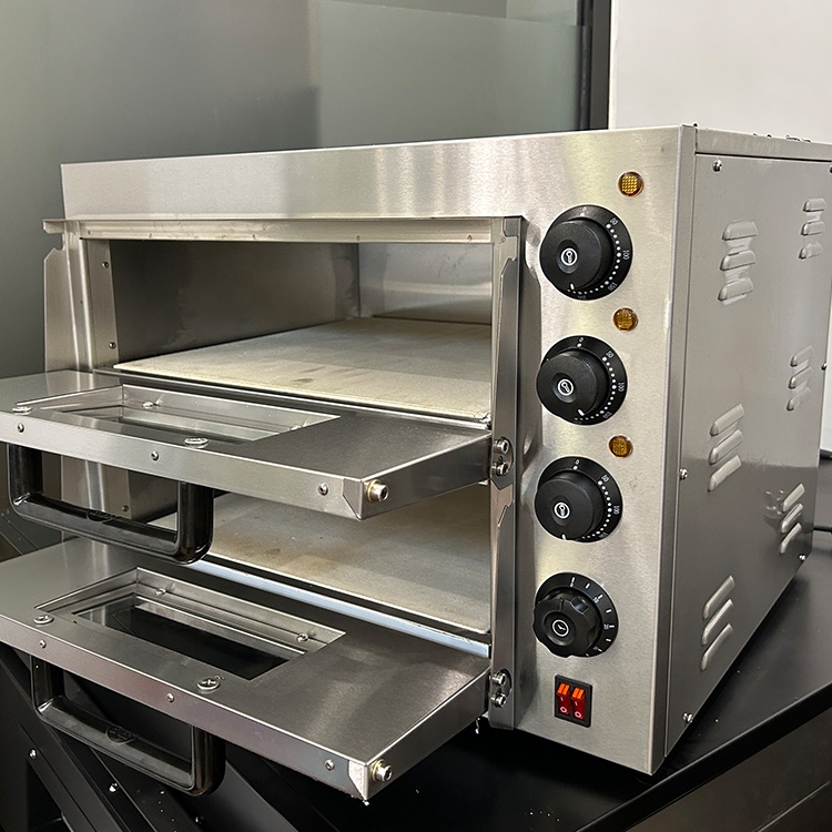Commercial Kitchen Baking Oven - レストランや厨房でピザ、パン、ケーキを焼くための、トップセラーの業務用ステンレス製電気二段式カウンタートップオーブン