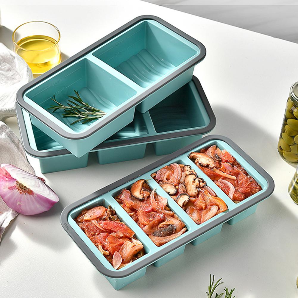 Kitchen Baking Storage Containers - 冷凍保存用大型シリコン製製氷皿 蓋付き 食品保存容器 製菓キッチンツール