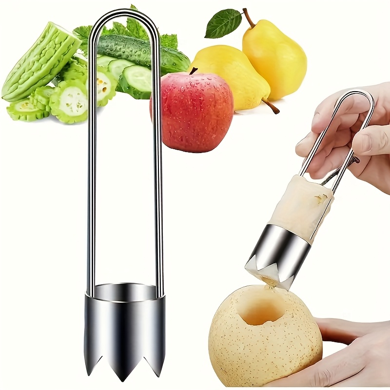 Kitchen Baking Storage - ステンレス製果物野菜芯抜き器、ピーマン種子除去ツール、リンゴ梨芯抜きカッター、キッチンアクセサリーガジェット