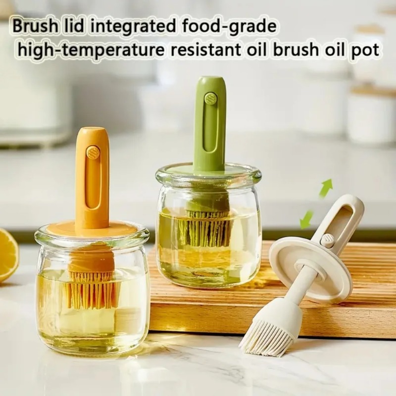 Kitchen Glass Baking Set - オイルディスペンサーボトル シリコンブラシセット付き BPAフリー 耐熱性 調理用 ベーキング用