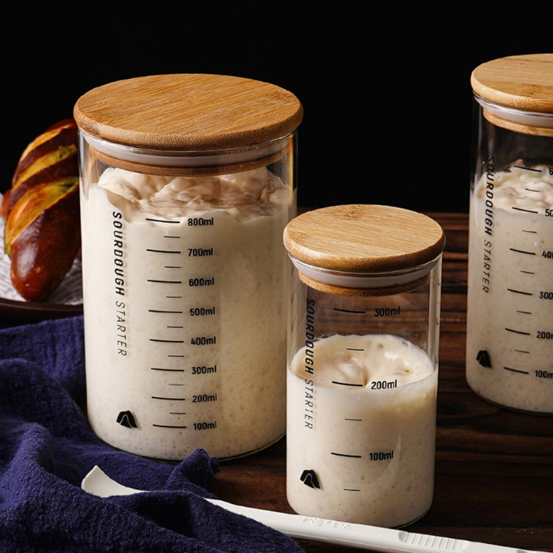 Kitchen Baking Storage Containers - サワードウ発酵瓶キッチンベーキングアクセサリー実用的なガラス発酵瓶広口サワードウスターター容器