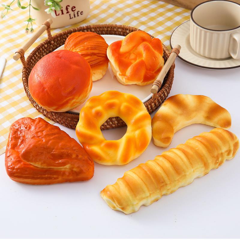 Kitchen Set Bakery - Pu 人工パンセットリアルなフェイクフード小道具写真撮影スタジオキッチンベーカリーカフェディスプレイ家の装飾 2 ピース/ロット