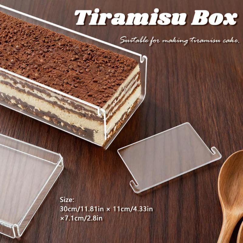 頑丈な長方形アクリルティラミス容器 透明デザートベーキングモ - Kitchen Baking Storage Containers のレビューと価格