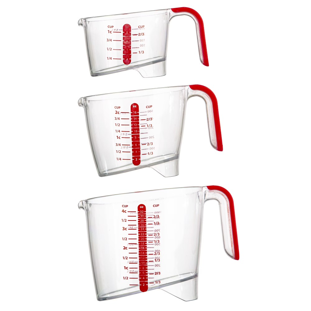 3ピース液体計量カップセット、読みやすい目盛り付き、キッチン - Kitchen Glass Baking Set のレビューと価格