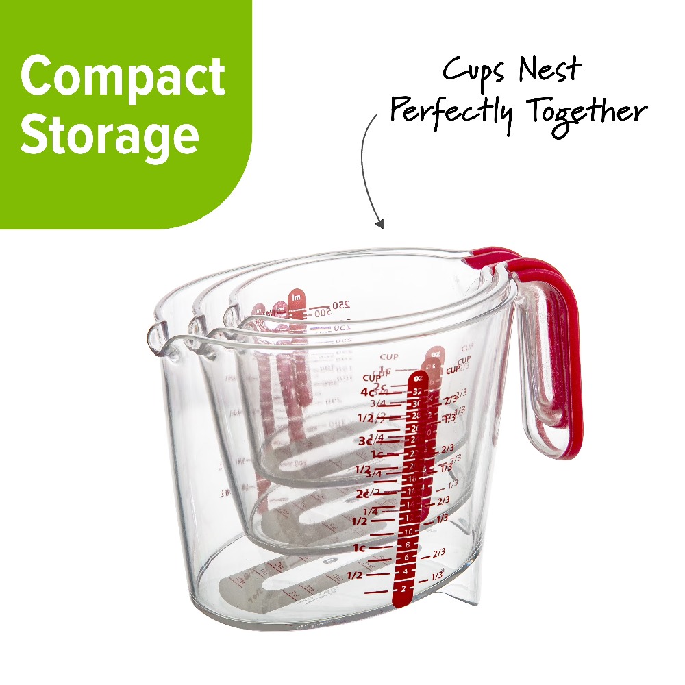 3ピース液体計量カップセット、読みやすい目盛り付き、キッチン - Kitchen Glass Baking Set のレビューと価格
