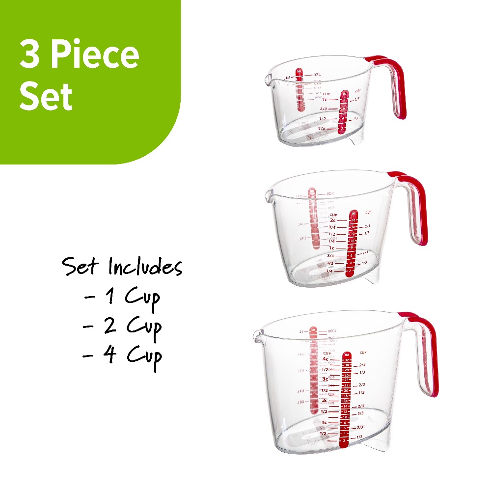 3ピース液体計量カップセット、読みやすい目盛り付き、キッチン - Kitchen Glass Baking Set のレビューと価格