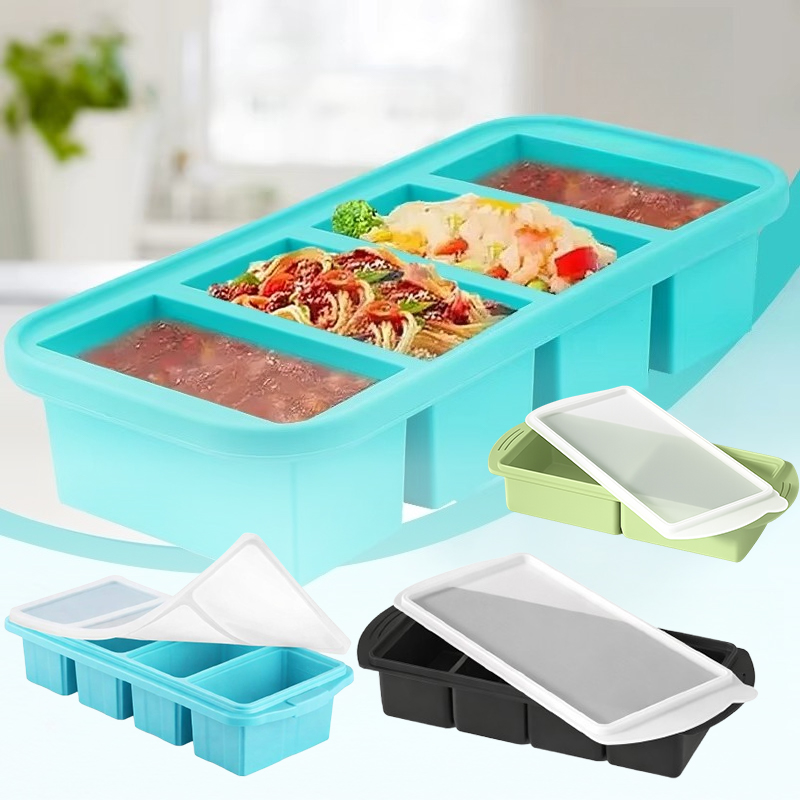 大型シリコン製製氷皿 蓋付き 食品保存容器 冷凍庫用 ベーキ - Kitchen Baking Storage Containers のレビューと価格