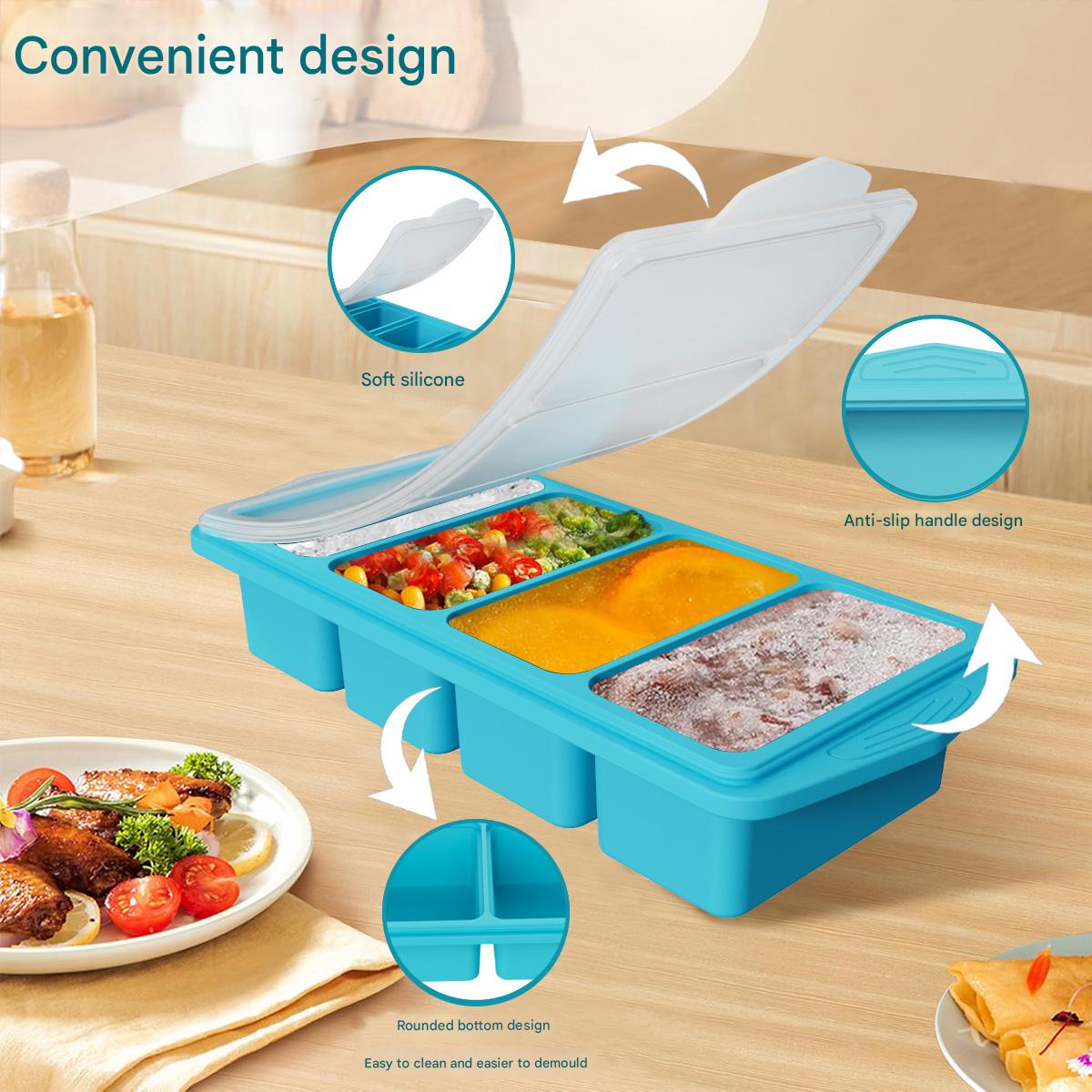 大型シリコン製製氷皿 蓋付き 食品保存容器 冷凍庫用 ベーキ - Kitchen Baking Storage Containers のレビューと価格