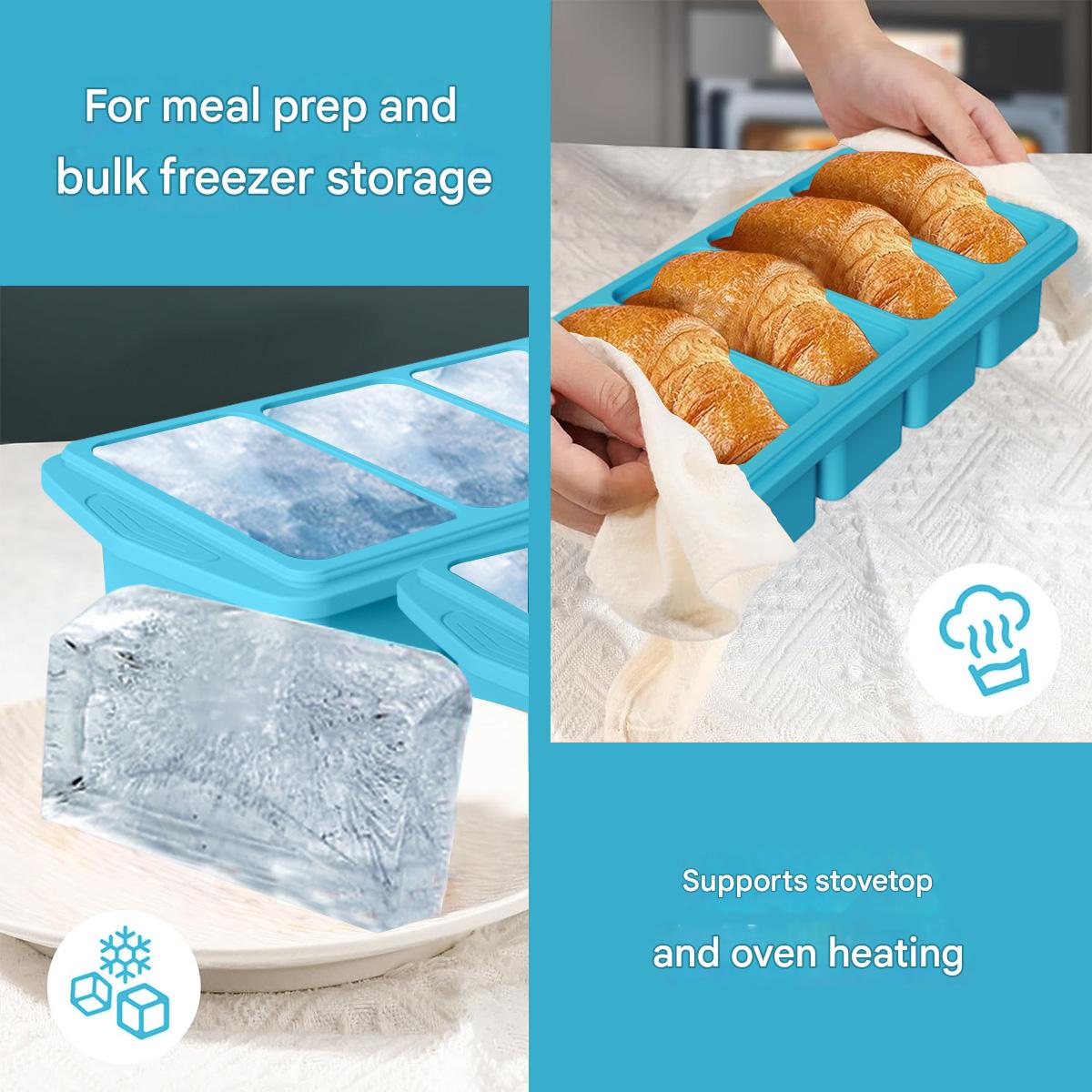大型シリコン製製氷皿 蓋付き 食品保存容器 冷凍庫用 ベーキ - Kitchen Baking Storage Containers のレビューと価格