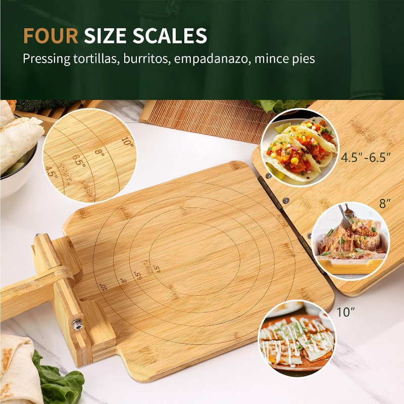 天然竹製生地プレス機 ポータブルハンドヘルドトルティーヤメー - Kitchen Baking Machine のレビューと価格