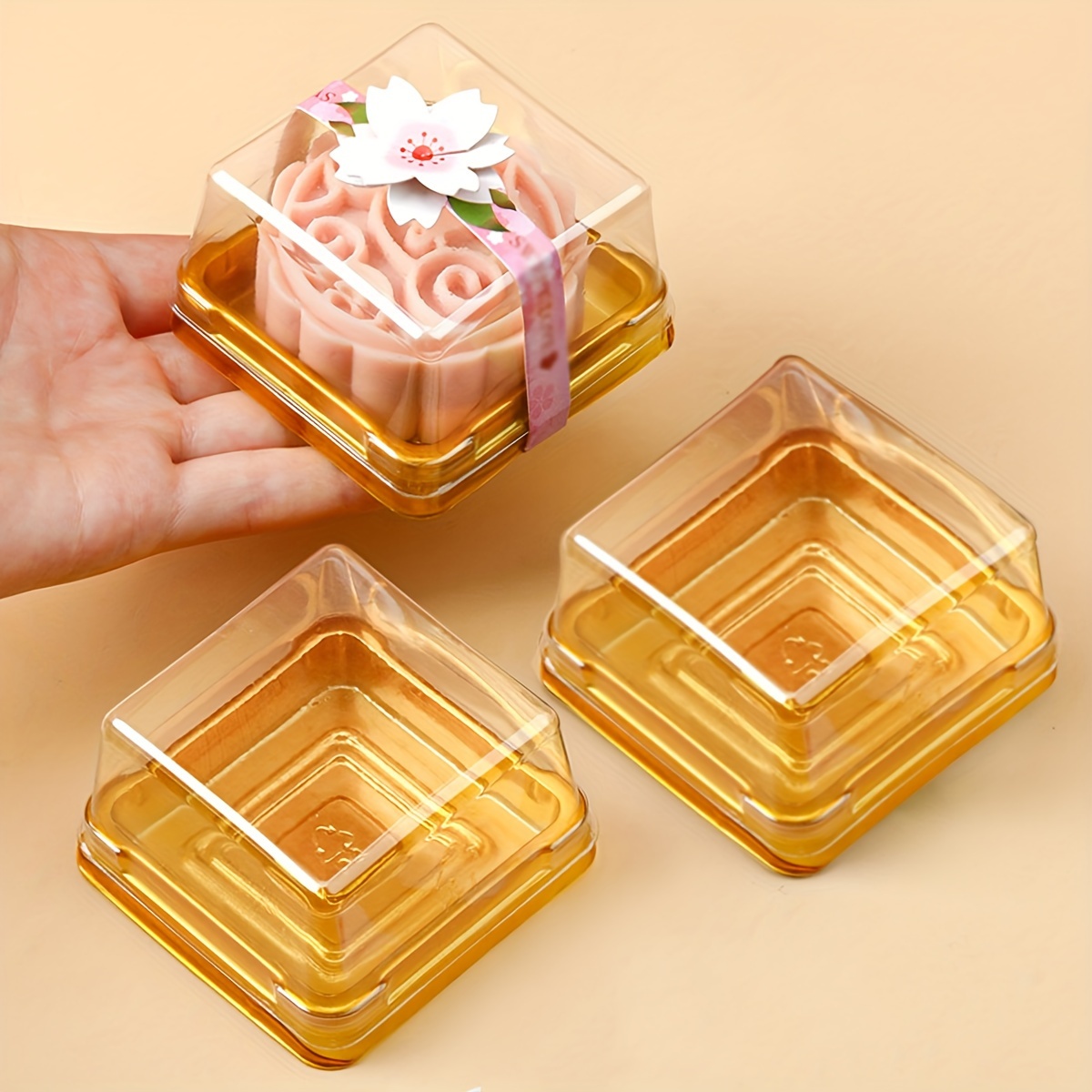 50個の透明プラスチックミニケーキボックスセットベーキングと - Kitchen Set Bakery のレビューと価格