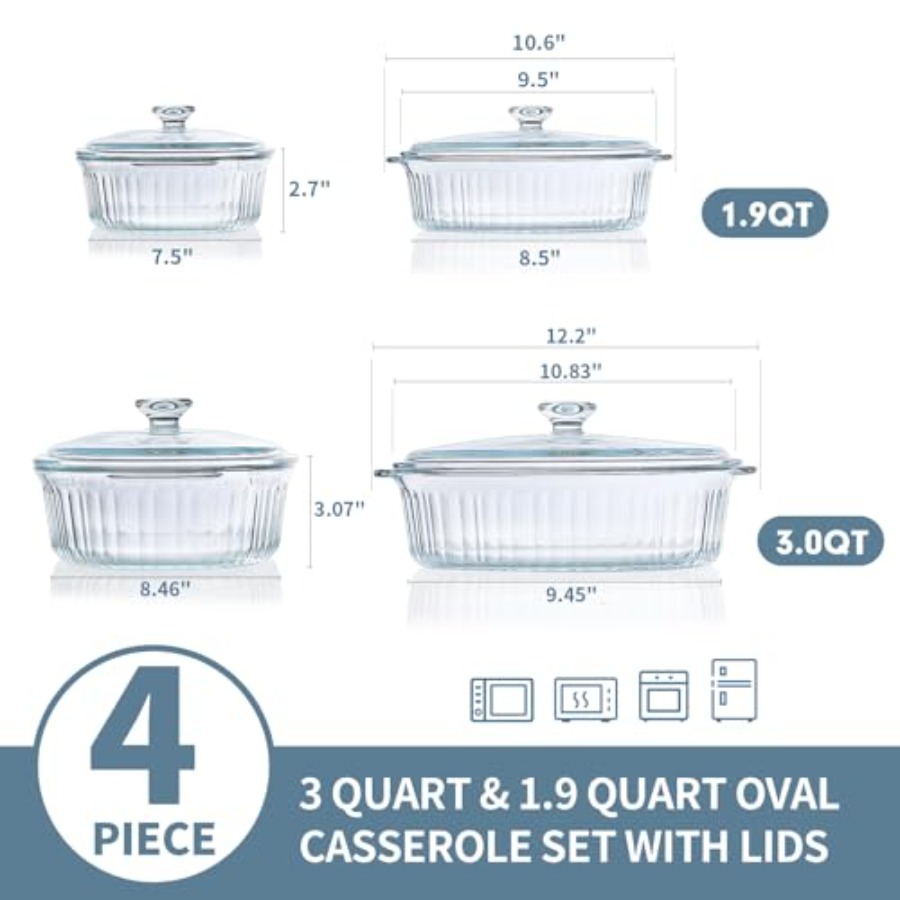 キッチン用ベーキング皿セット、ホウケイ酸ガラス製、透明、オー - Kitchen Glass Baking Set のレビューと価格