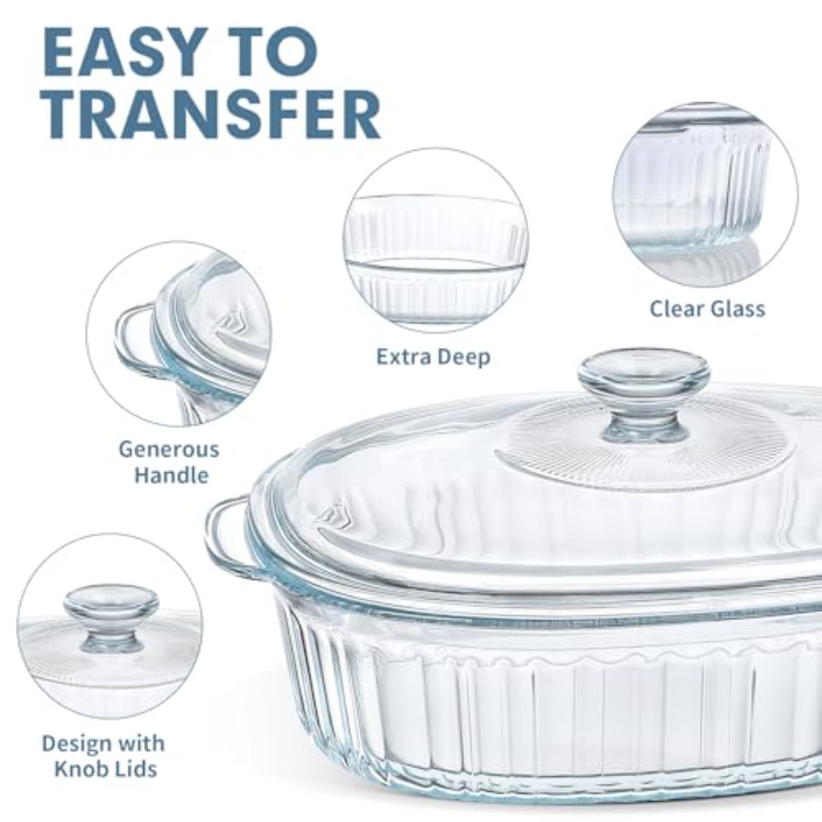 キッチン用ベーキング皿セット、ホウケイ酸ガラス製、透明、オー - Kitchen Glass Baking Set のレビューと価格