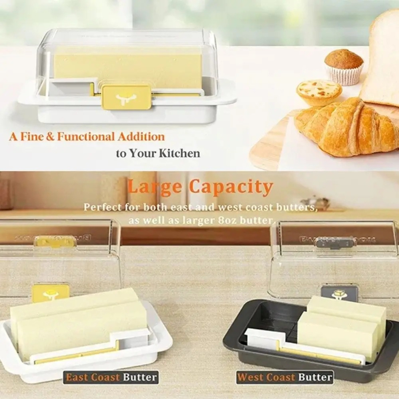 透明蓋付きバター保存箱 防塵 再利用可能 バタースライサーボ - Kitchen Baking Storage Containers のレビューと価格