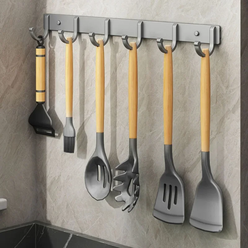 アルミニウム製ウォールフックラック – ドリル不要の接着剤/ - Kitchen Baking Storage のレビューと価格