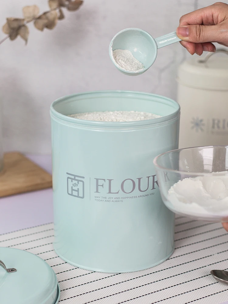 ラウンドタイプベーキング小麦粉保存容器キッチン米粒粉末金属ボ - Kitchen Baking Storage Containers のレビューと価格