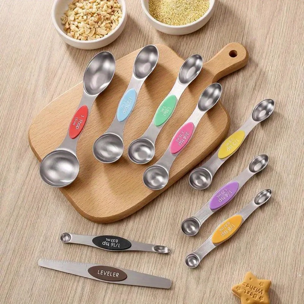 ステンレス製磁気計量スプーンセット、ティースプーン、テーブル - Kitchen Glass Baking Set のレビューと価格