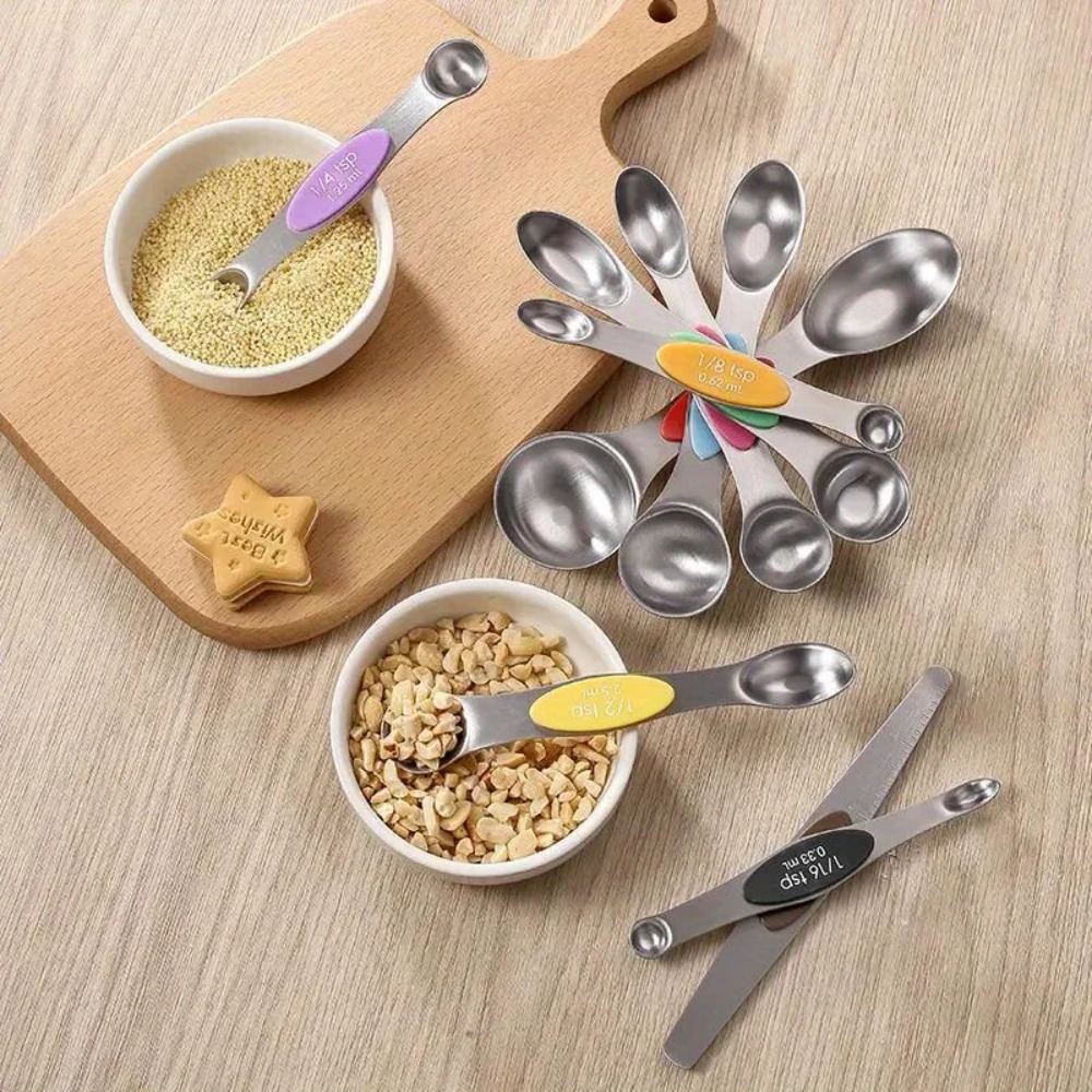 ステンレス製磁気計量スプーンセット、ティースプーン、テーブル - Kitchen Glass Baking Set のレビューと価格