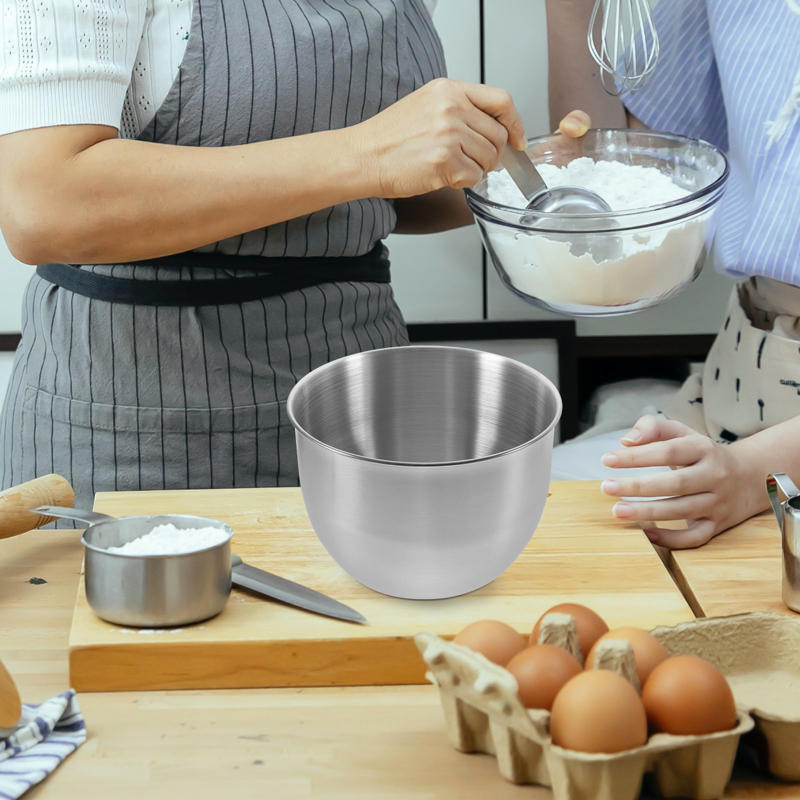深型ステンレス製ミキシングボウル、厚い金属製キッチンボウル、 - Kitchen Baking Storage のレビューと価格